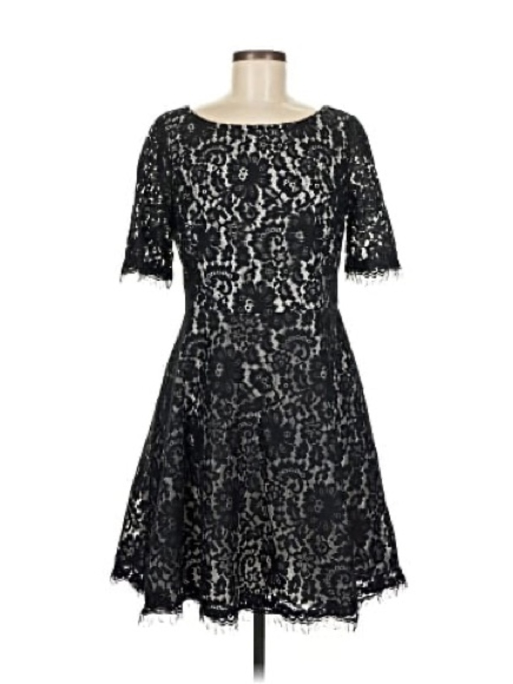Banana Republic Black Lace Fit-and-Flare Midi Dress
